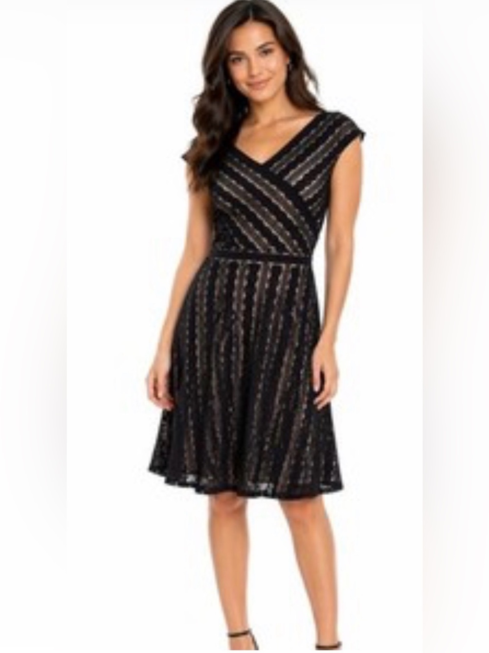 Harper Black Lace V-Neck Fit & Flare Cocktail Dress